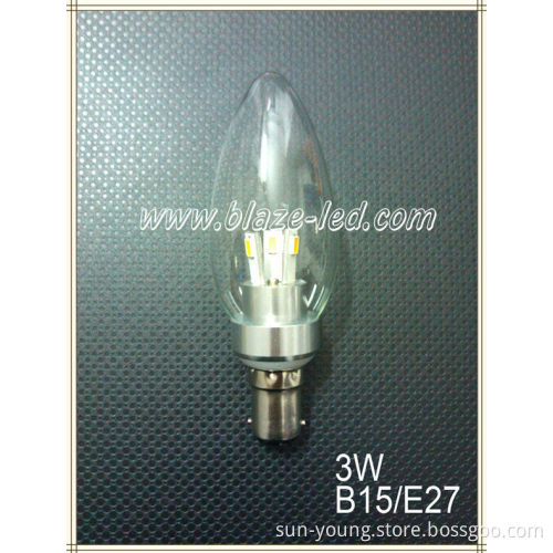 b15 led candle bulbs 3w 230V, E27 or E14, 360 Degree, SAMSUNG 5630 SMD leds, 85-265V, CE&Rohs